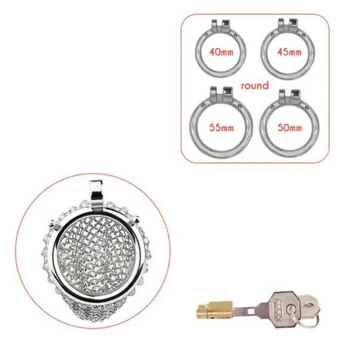 Stainless Steel Mesh Chastity Cage -ring size