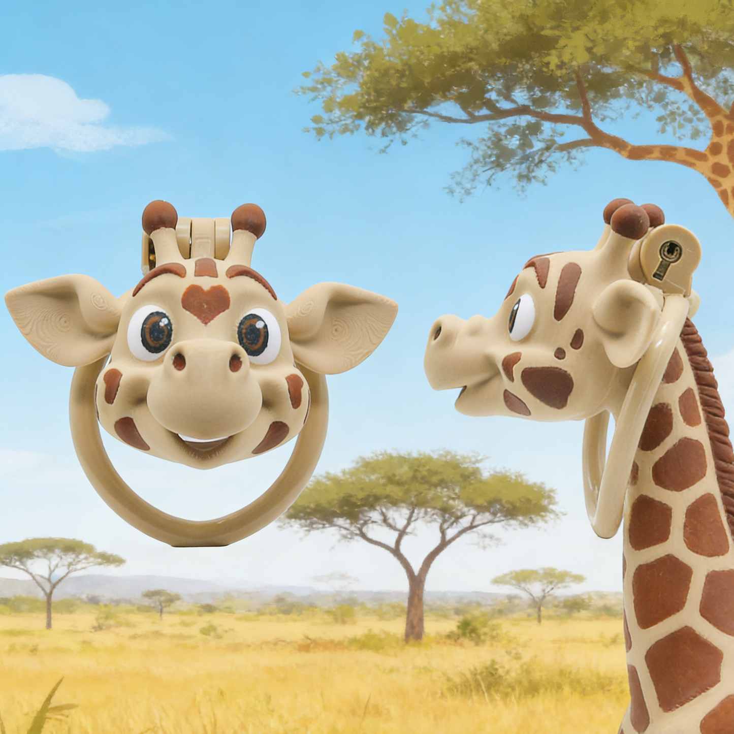 3D Giraffe Head Chastity Cage