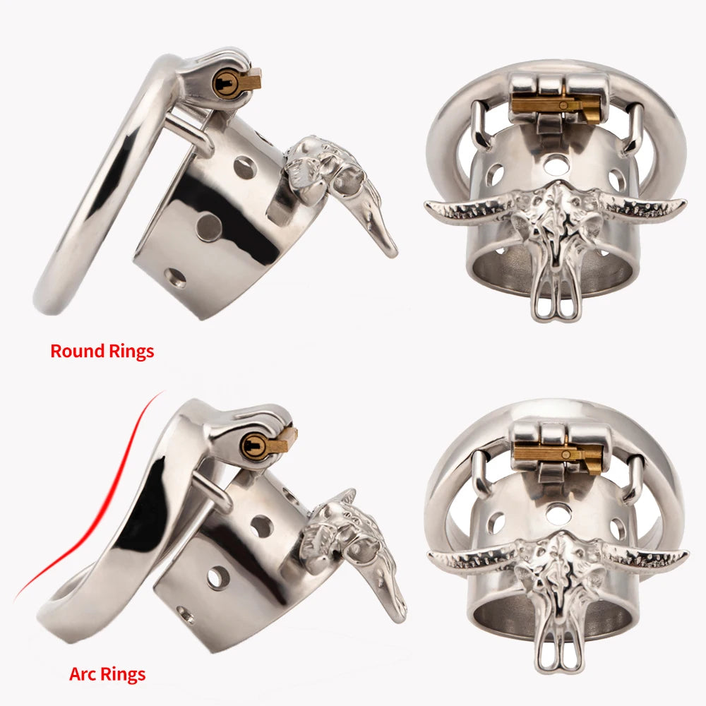Bull Head Skeleton Chastity Cage - two styles ring