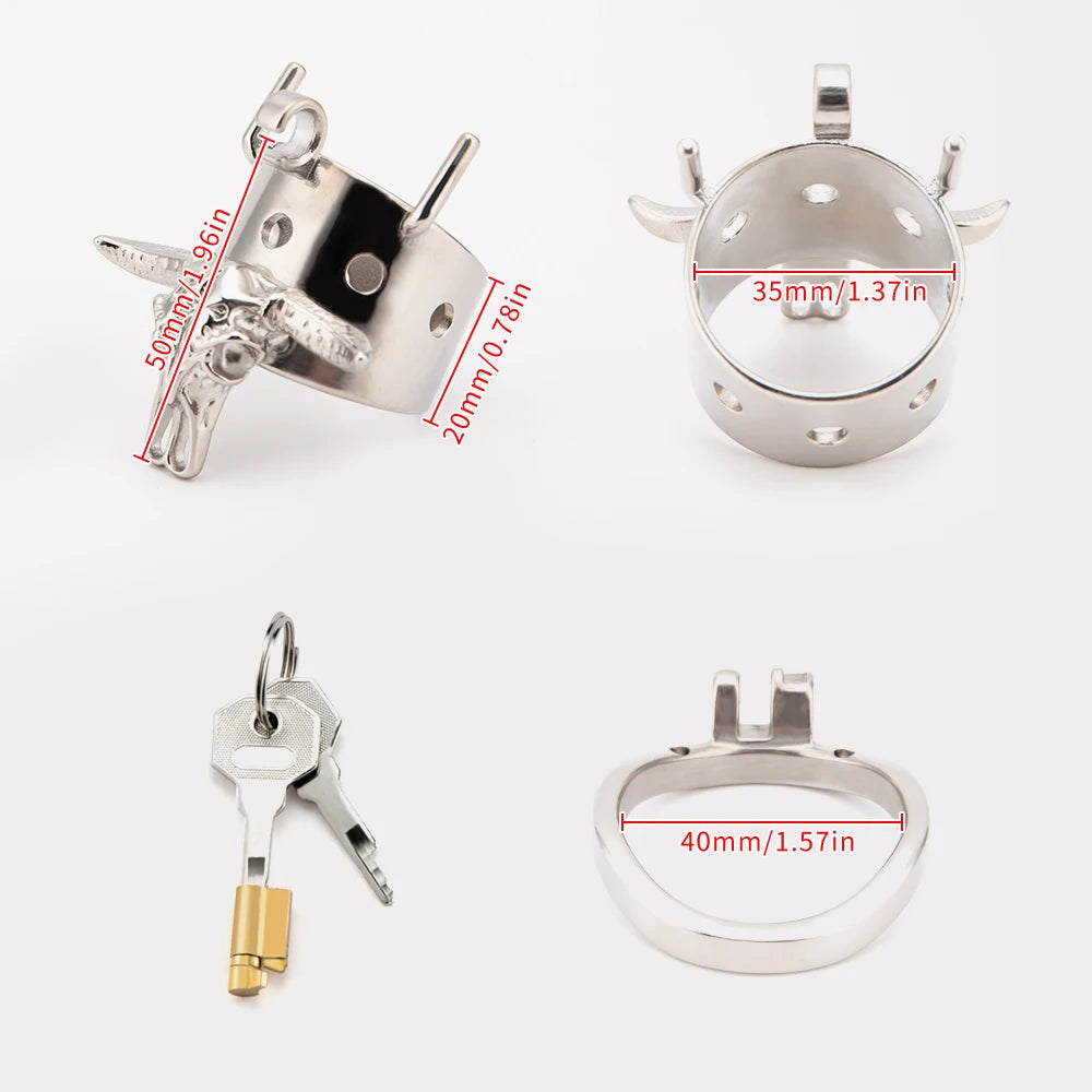 Bull Head Skeleton Chastity Cage - arc 40mm