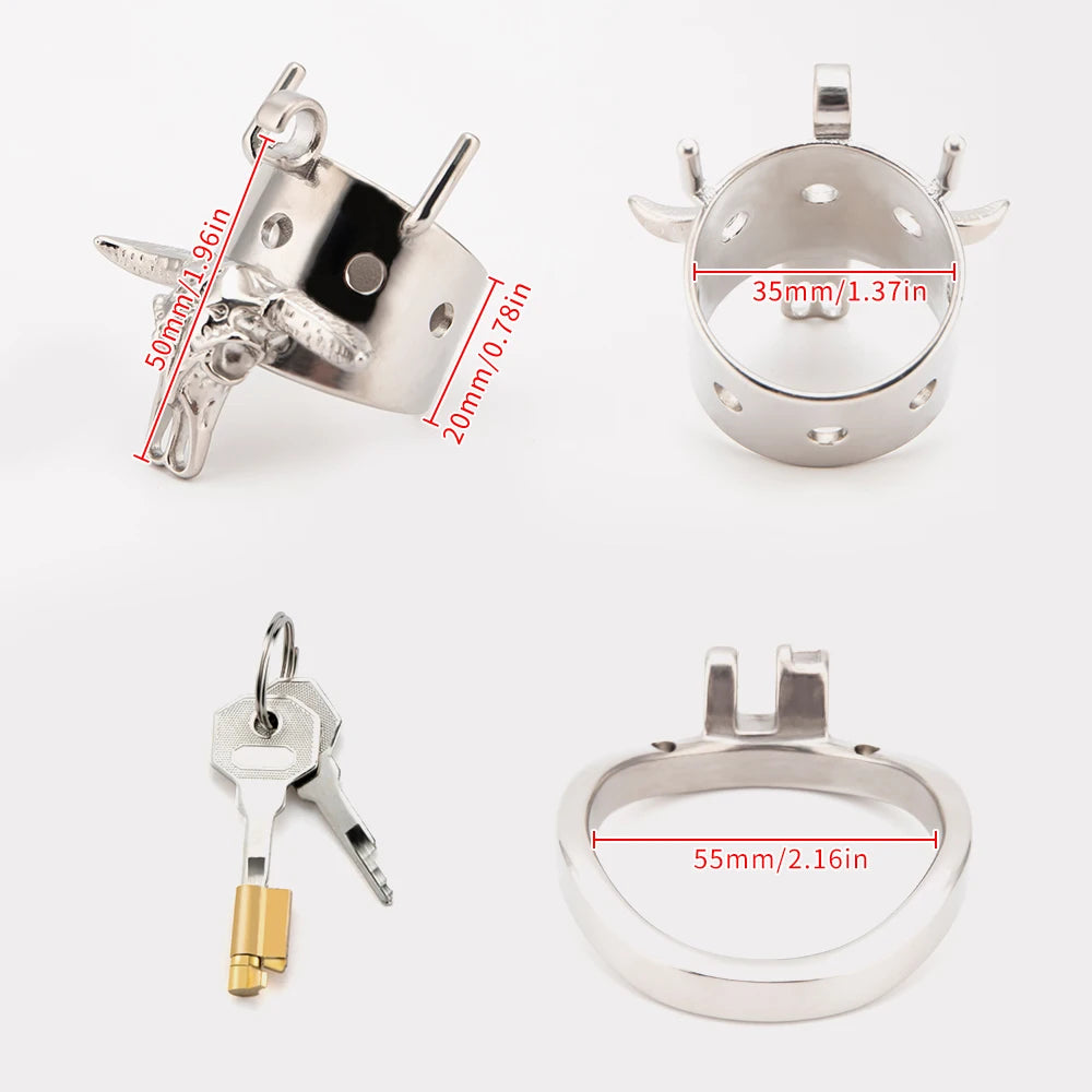 Bull Head Skeleton Chastity Cage - arc 55mm