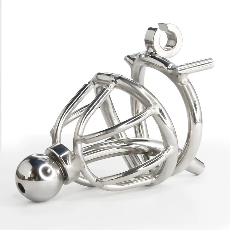 Cage de chasteté en acier inoxydable + tube urétral