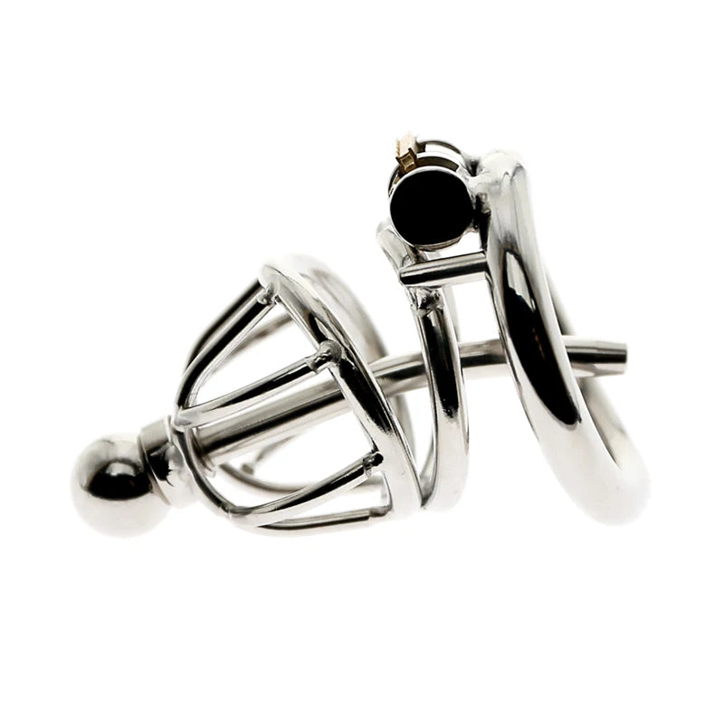 Cage de chasteté en acier inoxydable + tube urétral