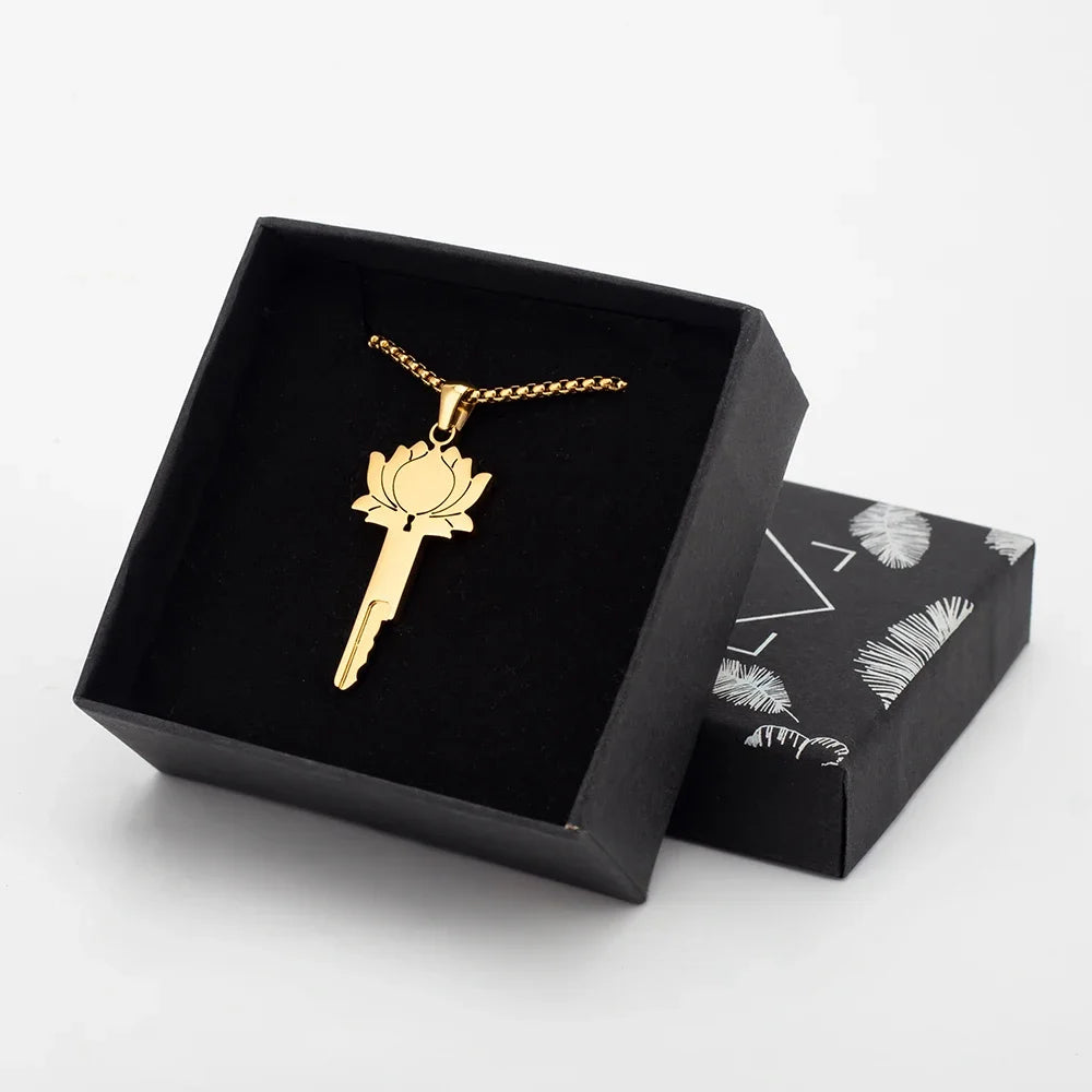 Lotus Chastity Key Necklace