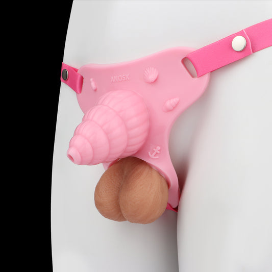 Fantasy Pink Conch Chastity Cage with Belt -1