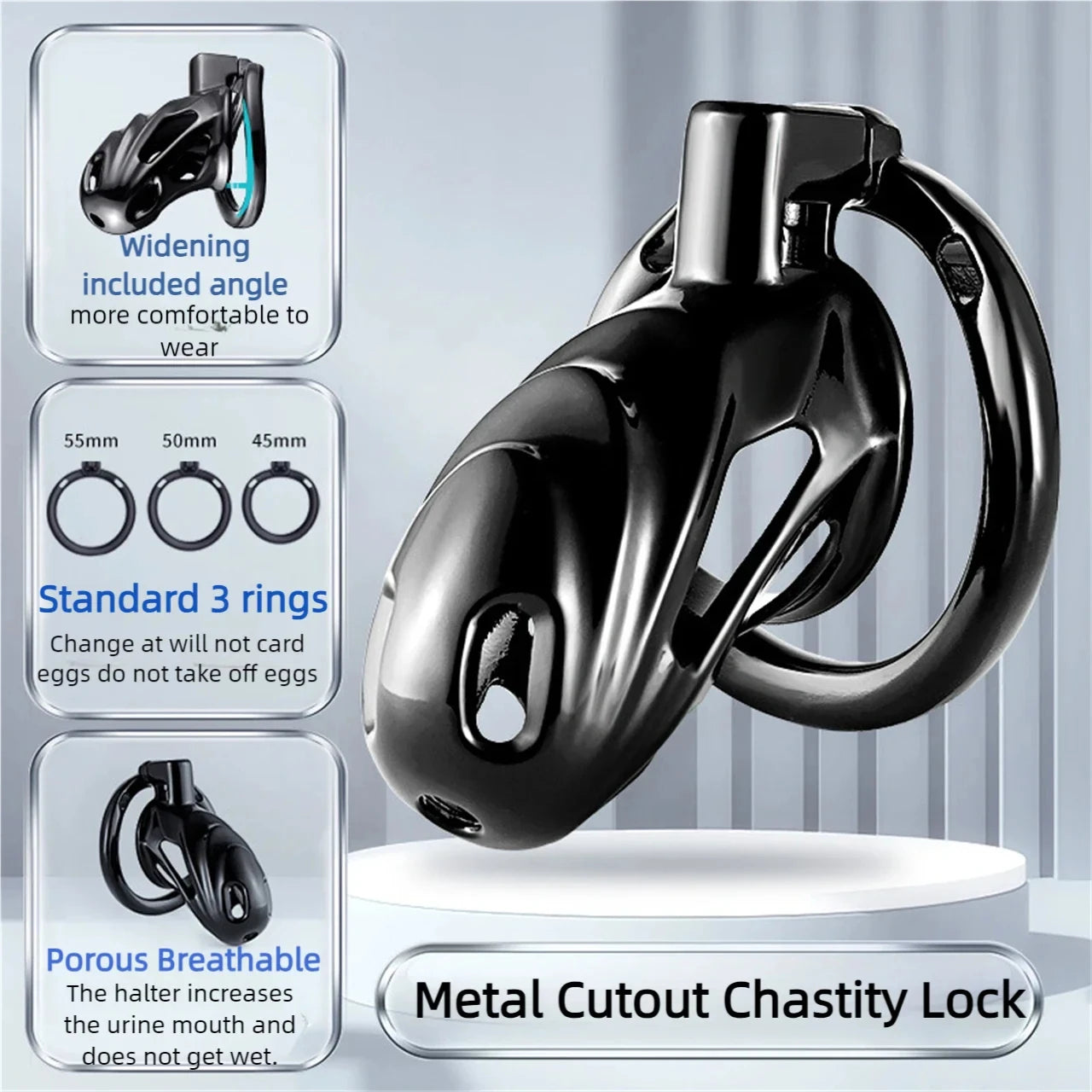 Black Metal Chastity Lock -3