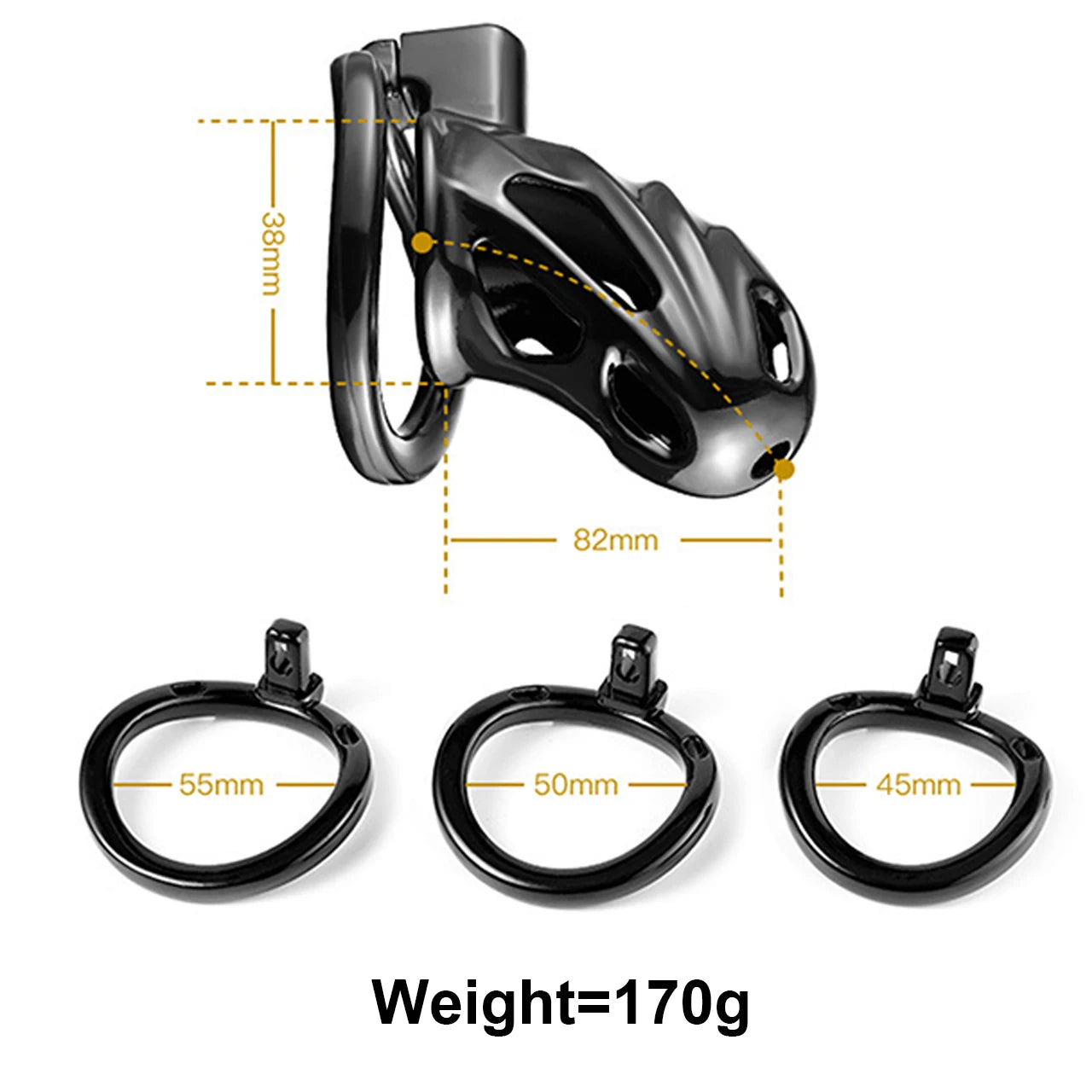 Black Metal Chastity Lock - size