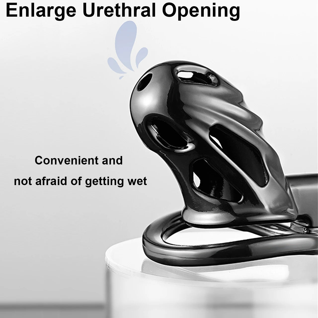 Black Metal Chastity Lock- pee hole