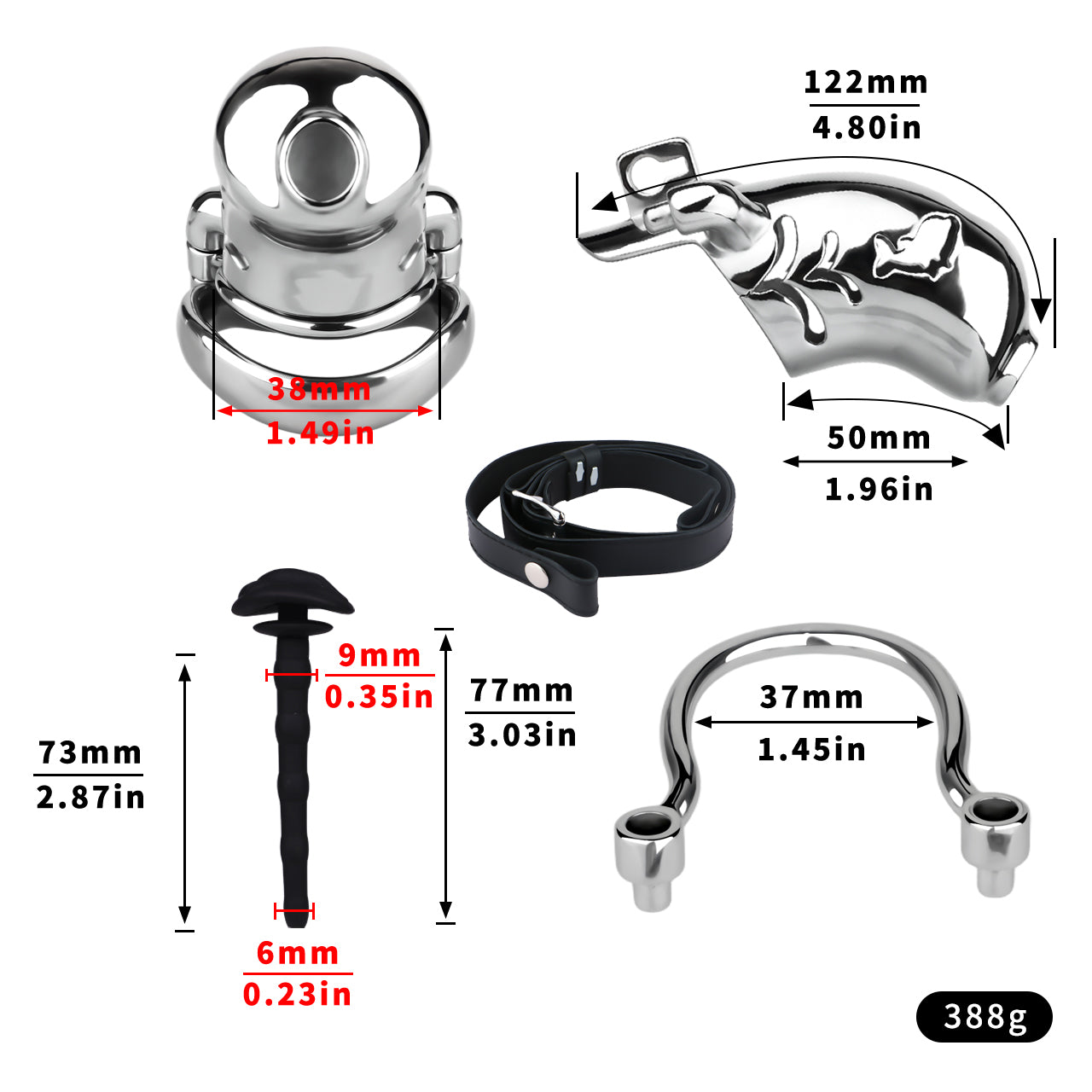 Dolphin Steel Chastity Cage with Anti-ring Removable - 7