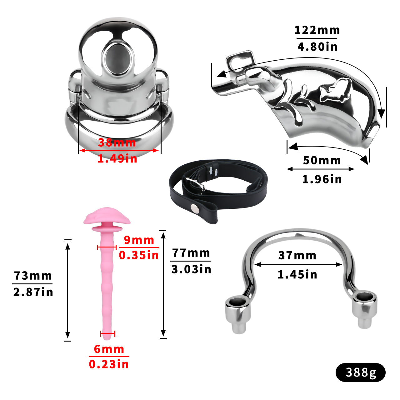 Dolphin Steel Chastity Cage with Anti-ring Removable - size