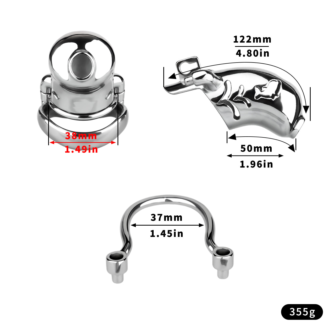 Dolphin Steel Chastity Cage with Anti-ring Removable - cage size