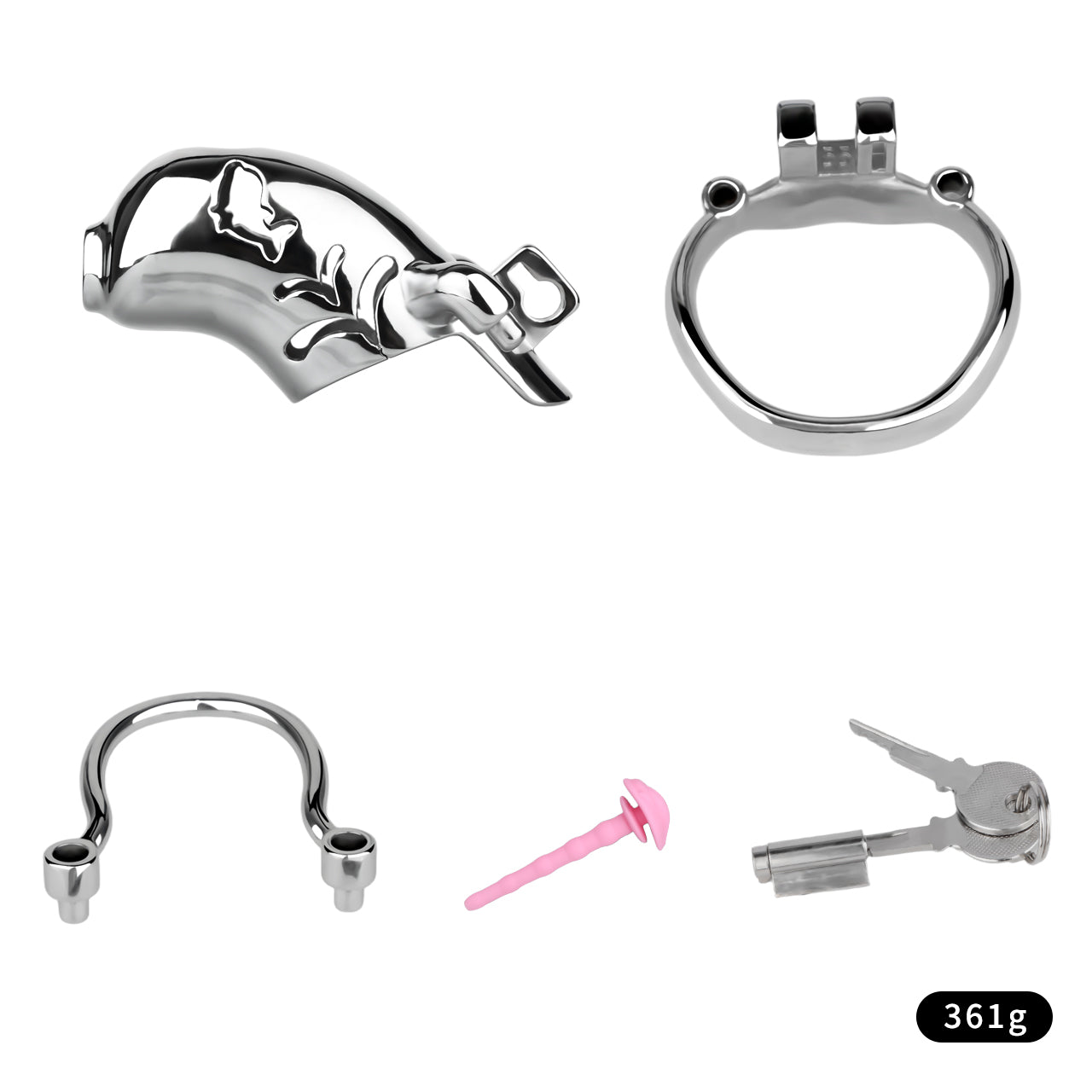 Dolphin Steel Chastity Cage with Anti-ring Removable - with pink urethral and anty ting