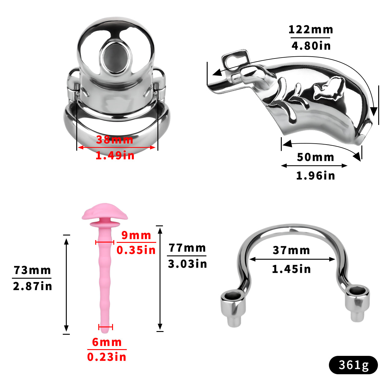 Dolphin Steel Chastity Cage with Anti-ring Removable - size