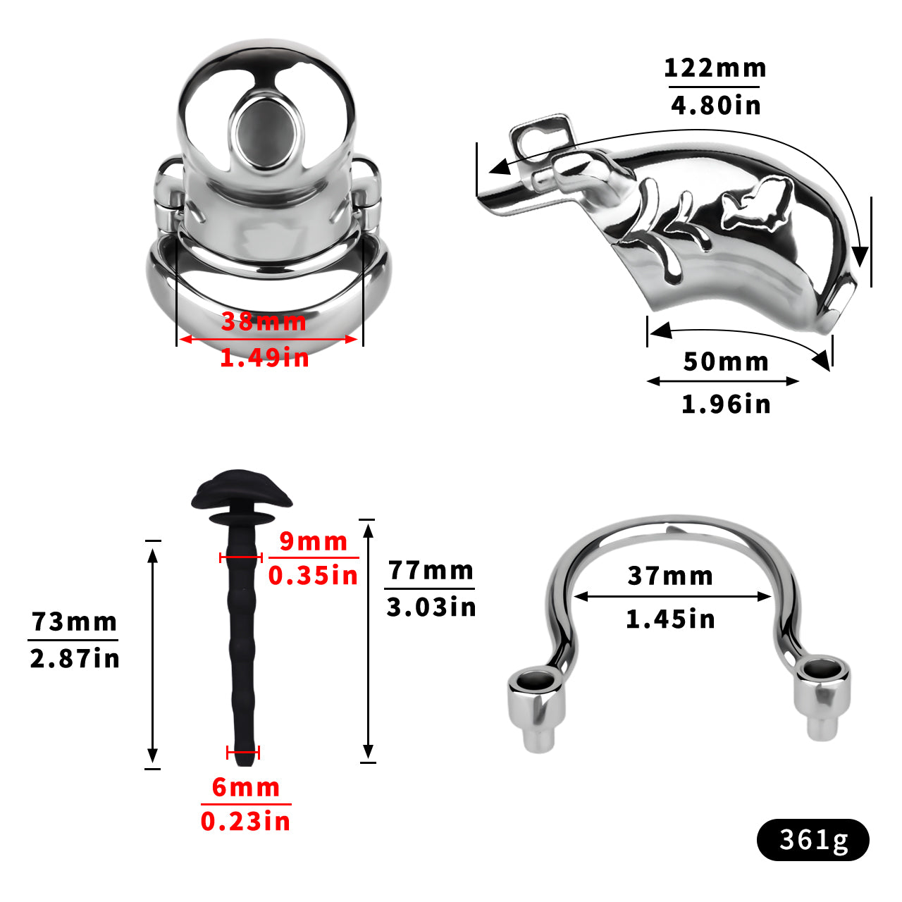 Dolphin Steel Chastity Cage with Anti-ring Removable - 13