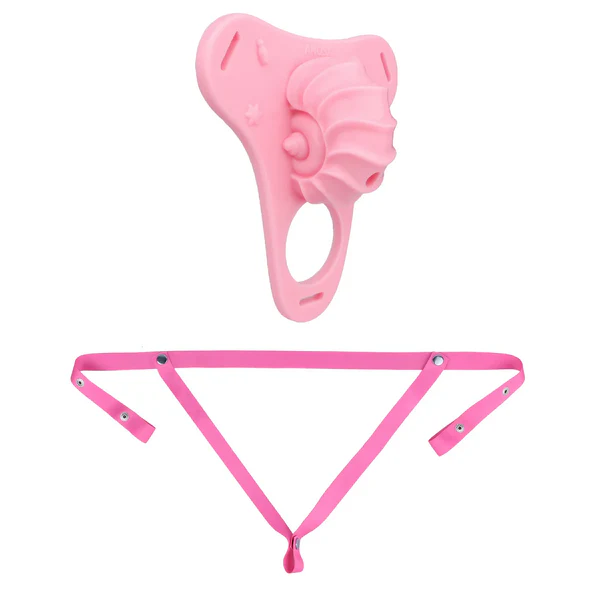 Fantasy Pink Conch Chastity Cage with Belt 22