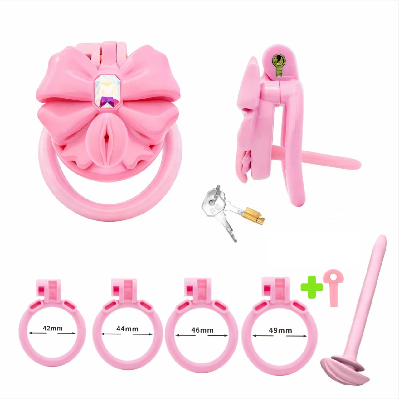 Gem Bowknot Chastity Cage