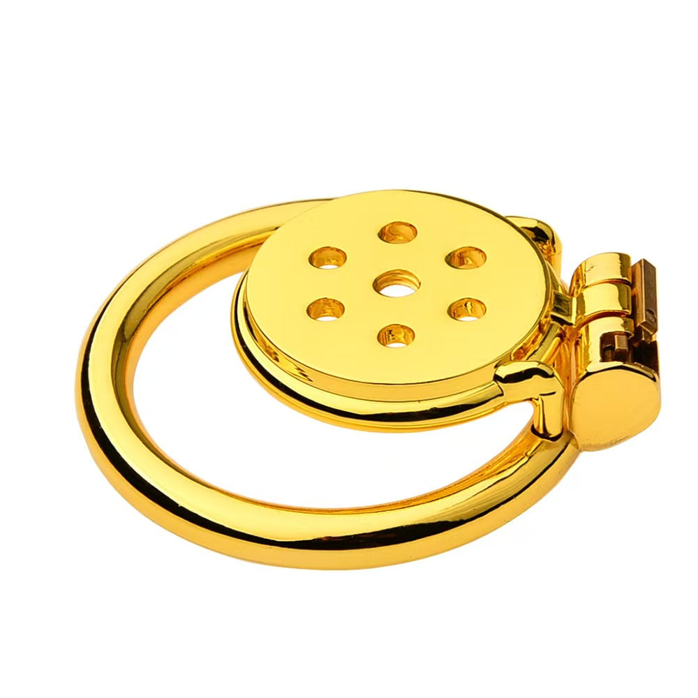 Golden Flat Metal Chastity Device