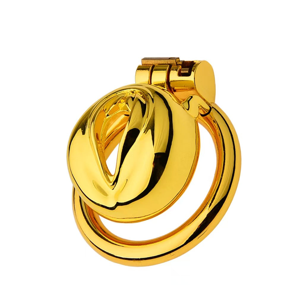 Golden Flat Metal Chastity Device