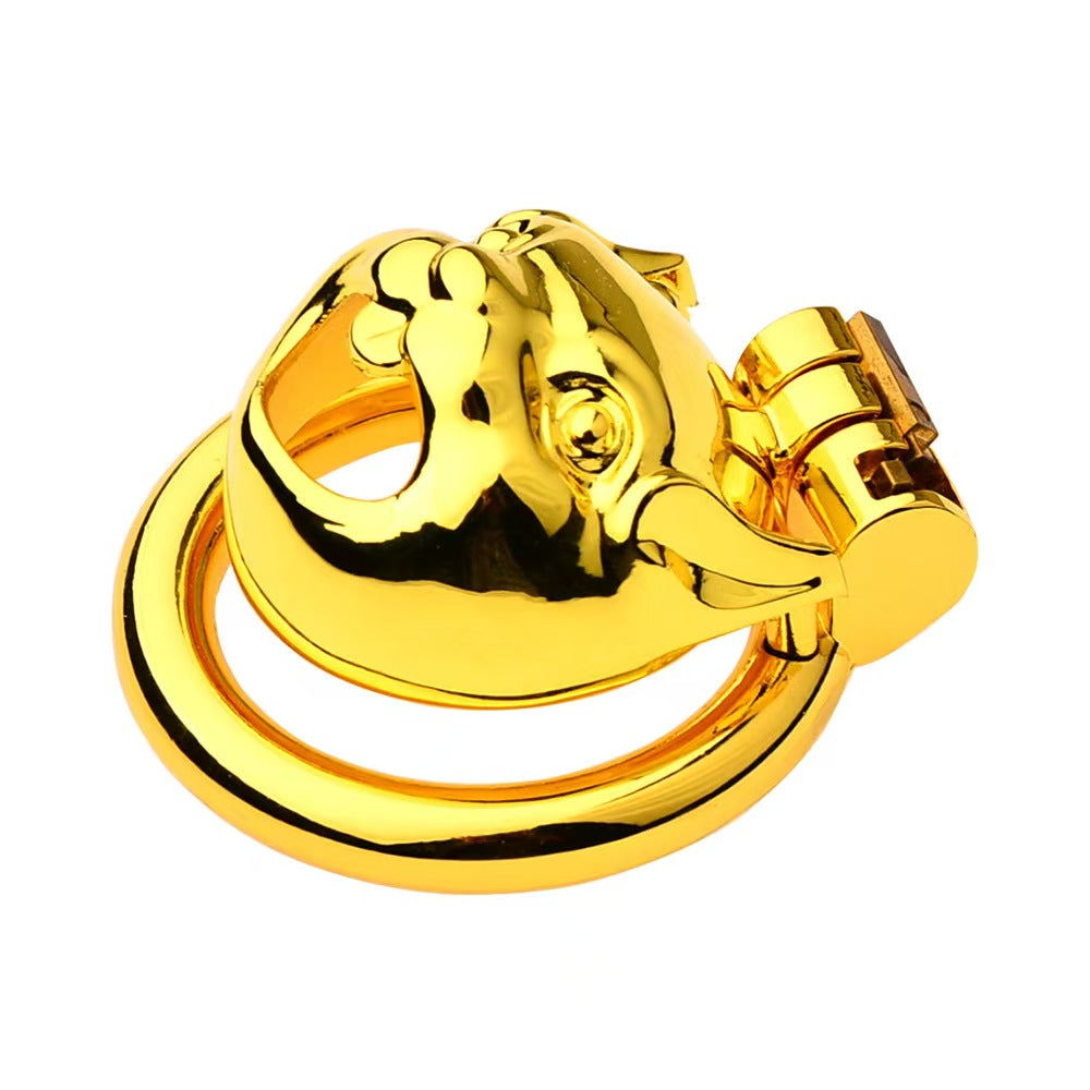 Golden Flat Metal Chastity Device