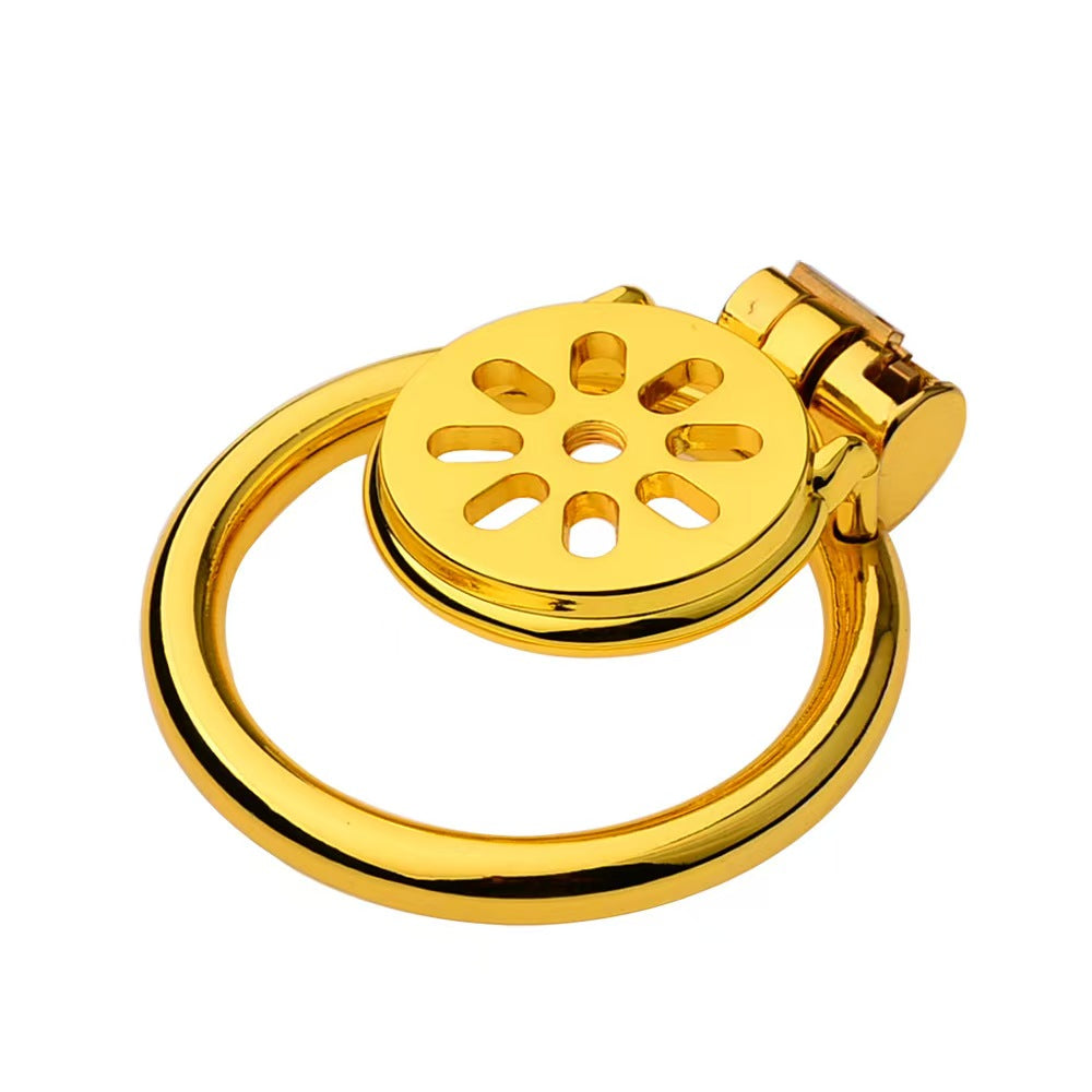 Golden Flat Metal Chastity Device