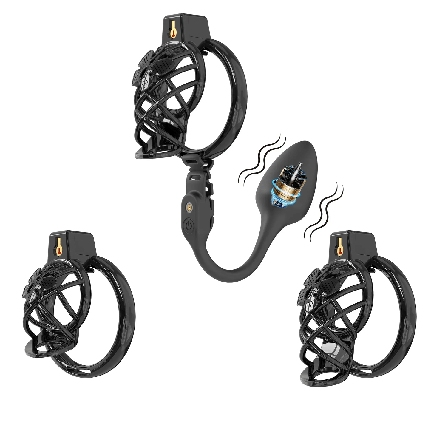 High Heel Cage with Electric Anal Plug