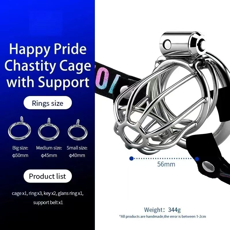 Happy Pride Chastity Cage With Support 3