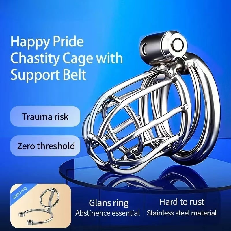 Happy Pride Chastity Cage With Support