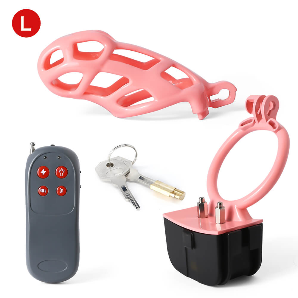 Cage de chasteté Mamba à décharge électrique rose
