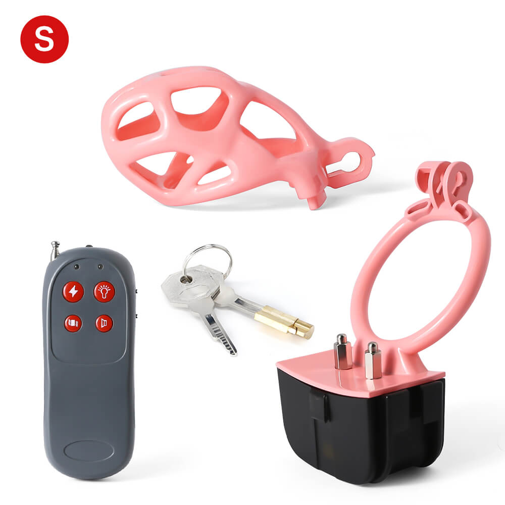 Cage de chasteté Mamba à décharge électrique rose