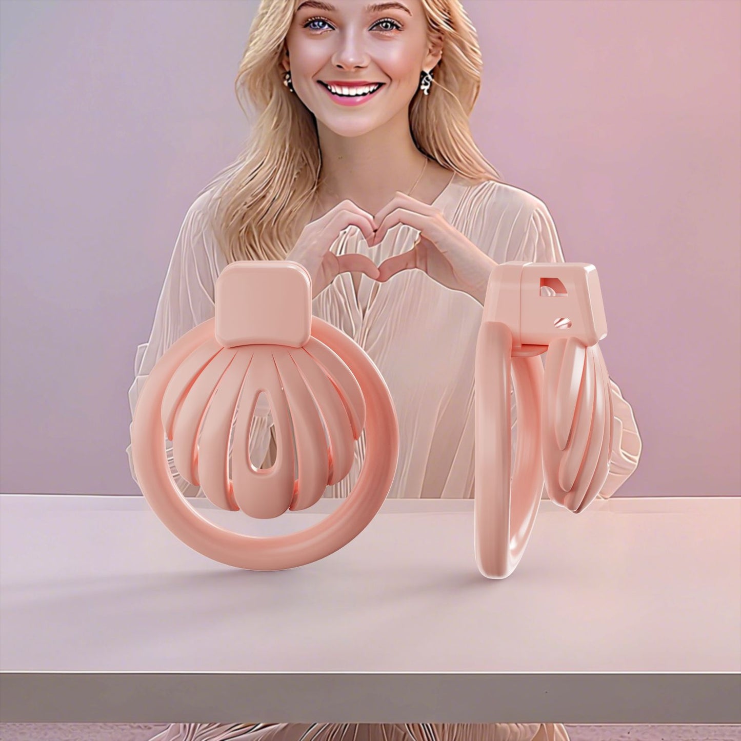 Pink Shell Chastity Cage 1