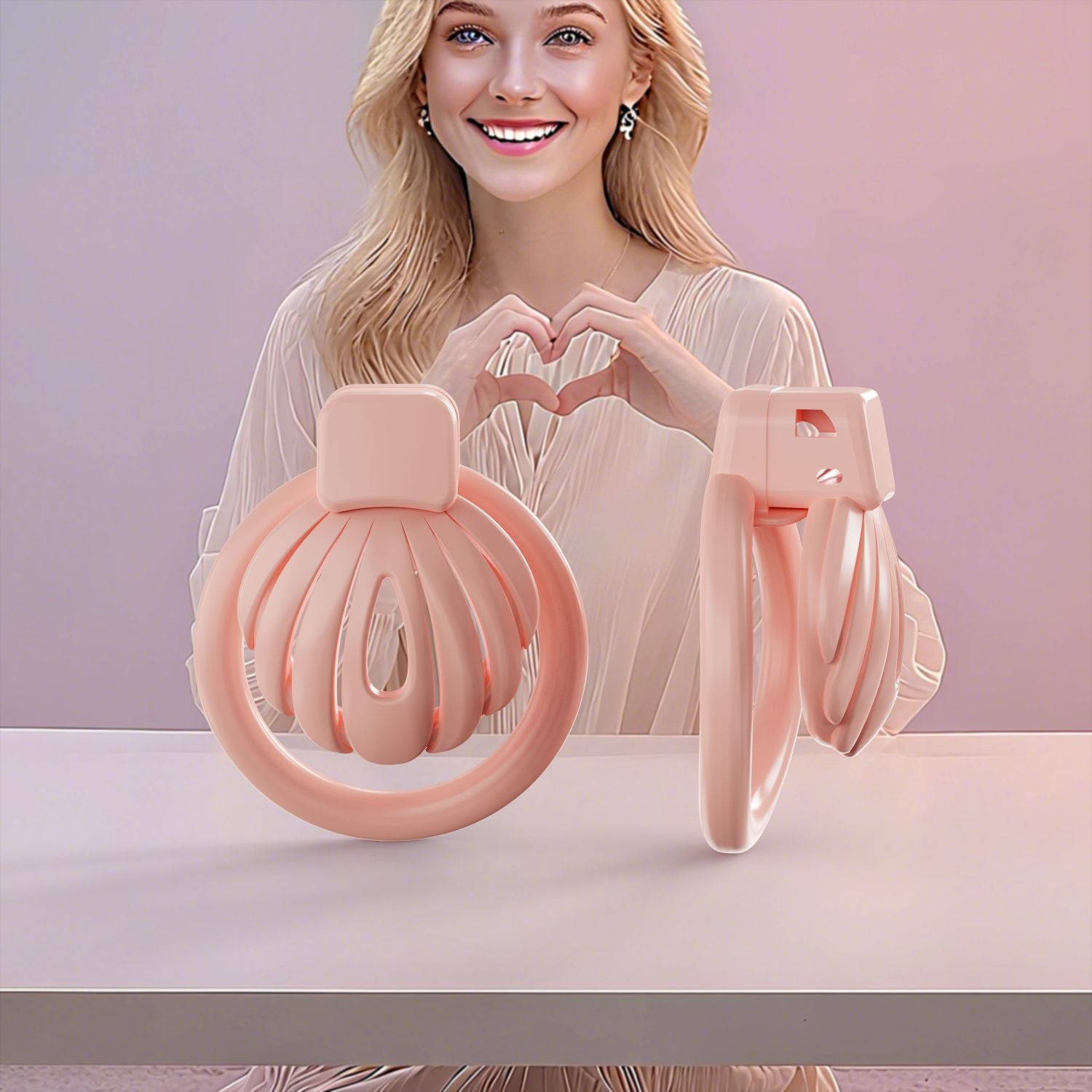 Pink Shell Chastity Cage 1