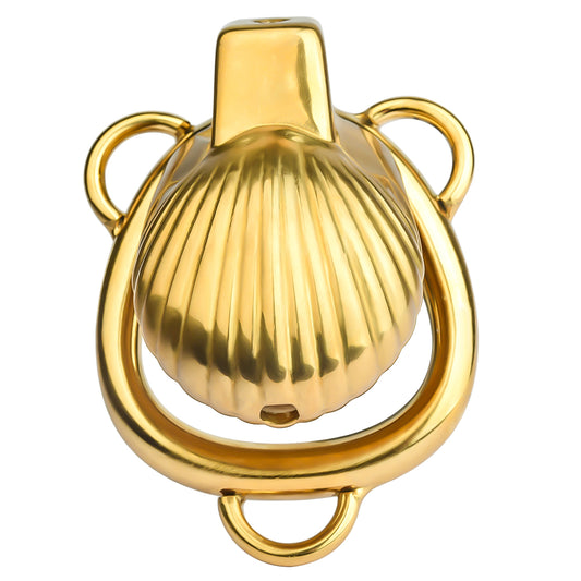 Shell Design Golden Chastity Cage -1