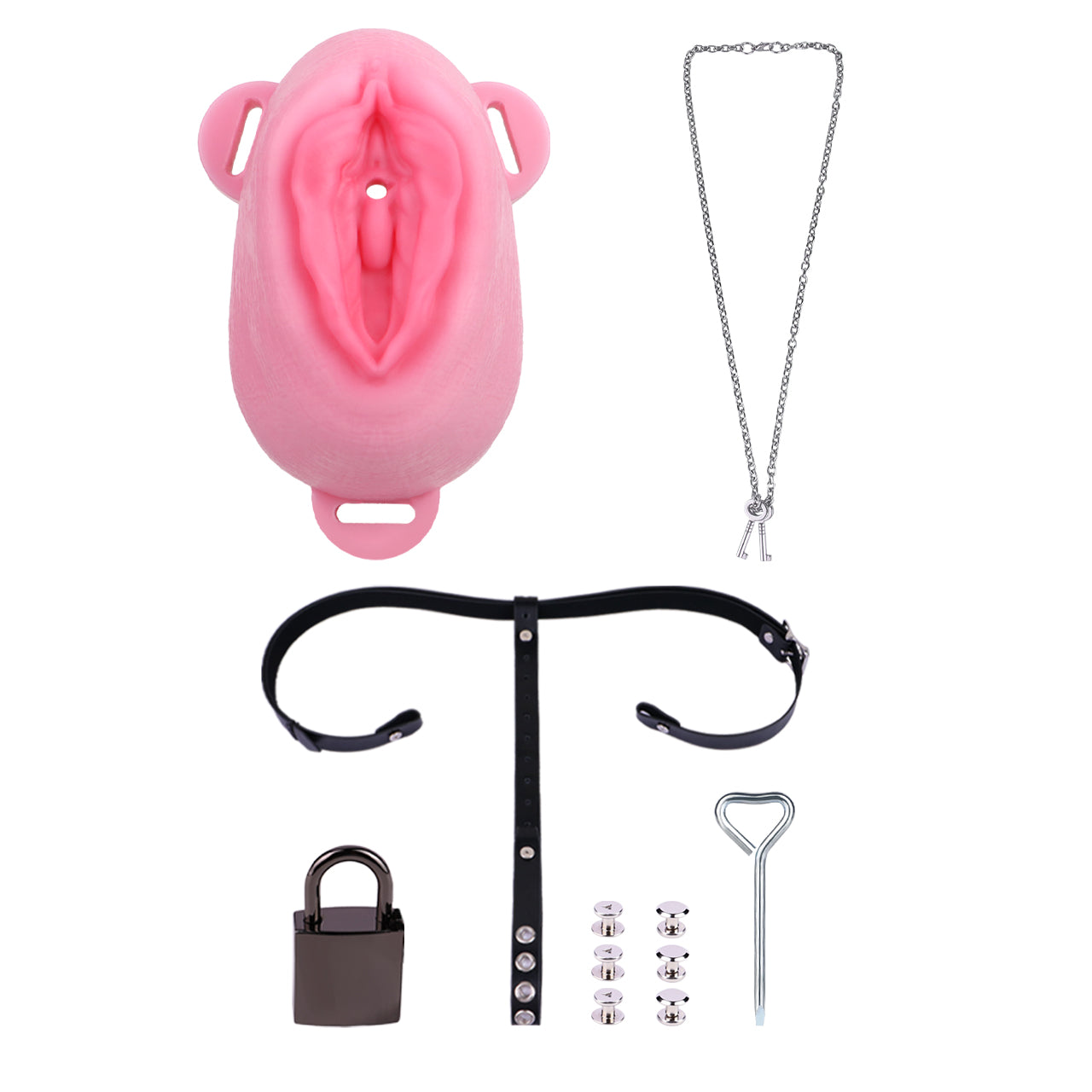 Sissy Silicone Chastity Cage with Belt 22