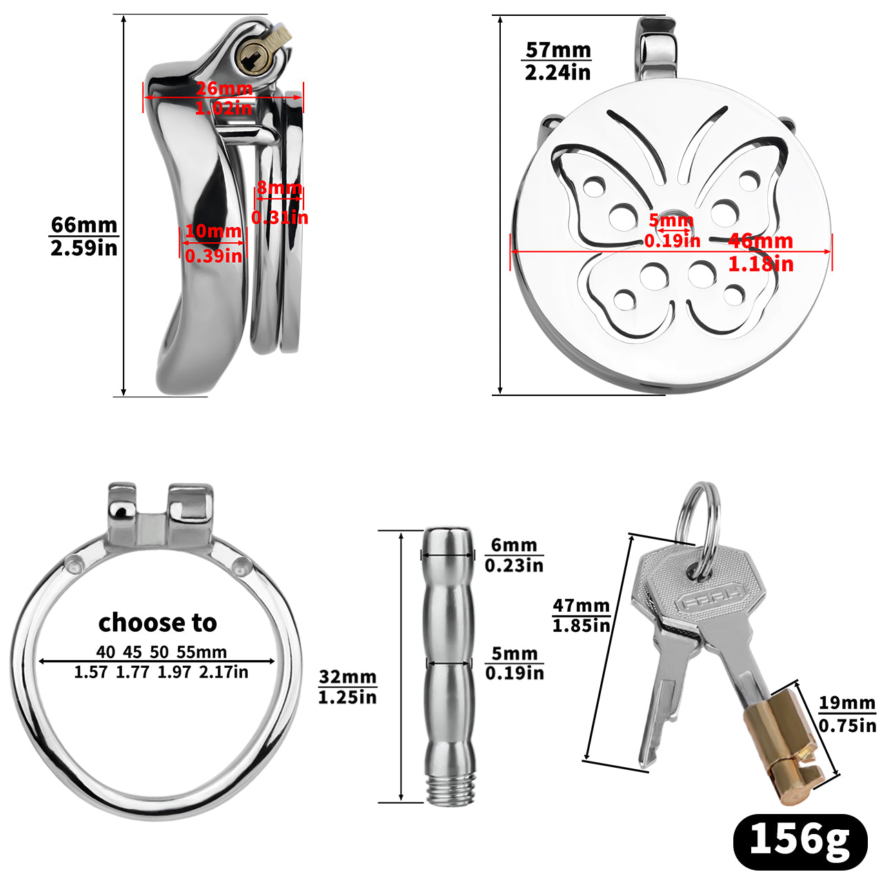 Steel Butterfly Flat Chastity Lock - 14