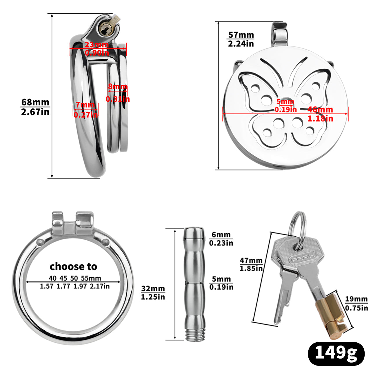 Steel Butterfly Flat Chastity Lock - 15