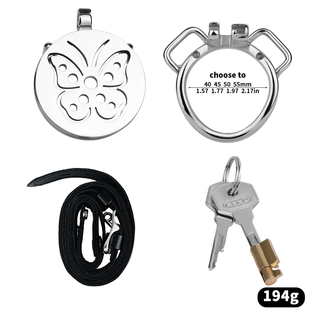 Steel Butterfly Flat Chastity Lock - 16