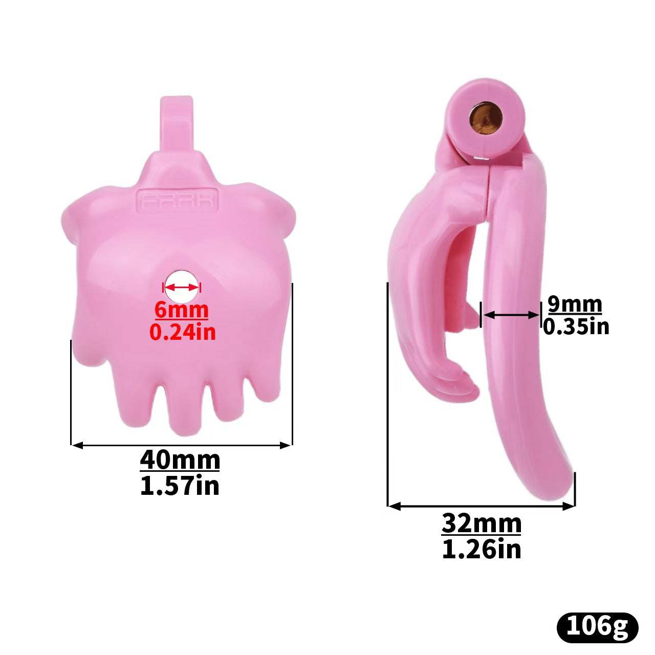 The Hand of Desire Holding Chastity Cage - size
