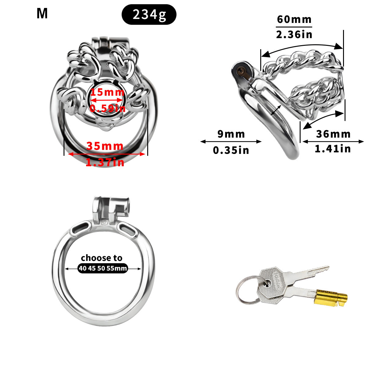 Thick Chainmail Steel Chastity Lock - 5