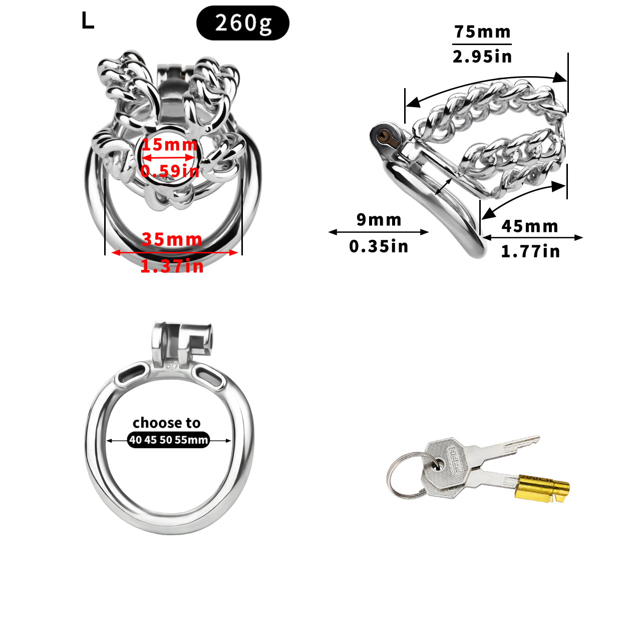 Thick Chainmail Steel Chastity Lock - 6