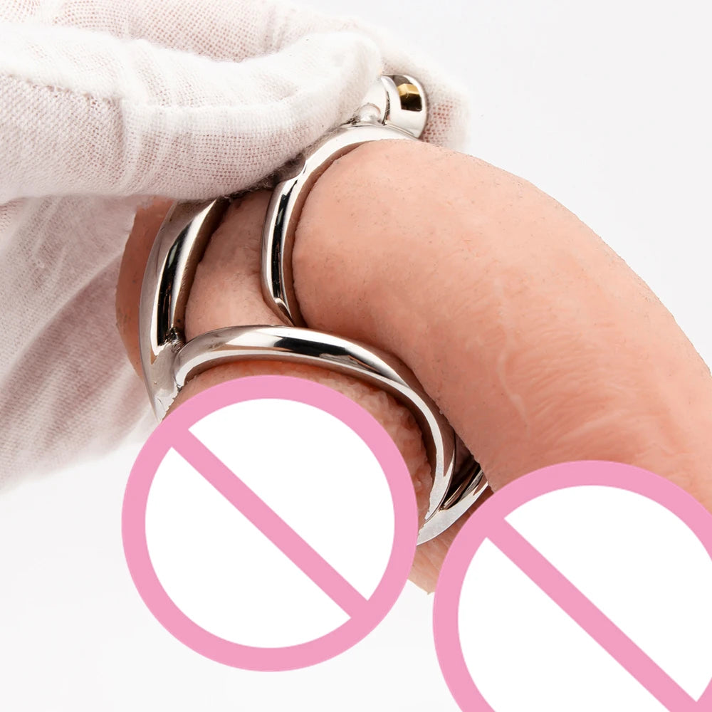 Cage de chasteté pour pénis avec boules en acier inoxydable