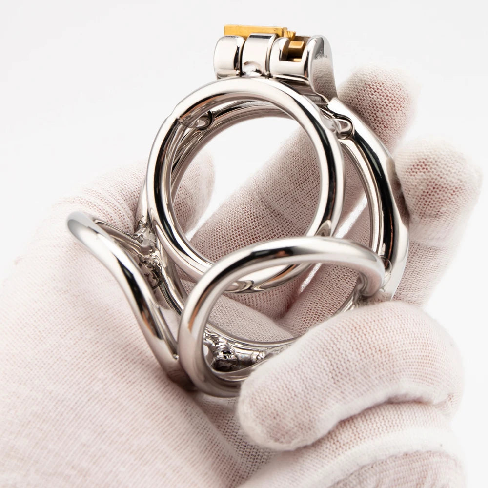 Cage de chasteté pour pénis avec boules en acier inoxydable