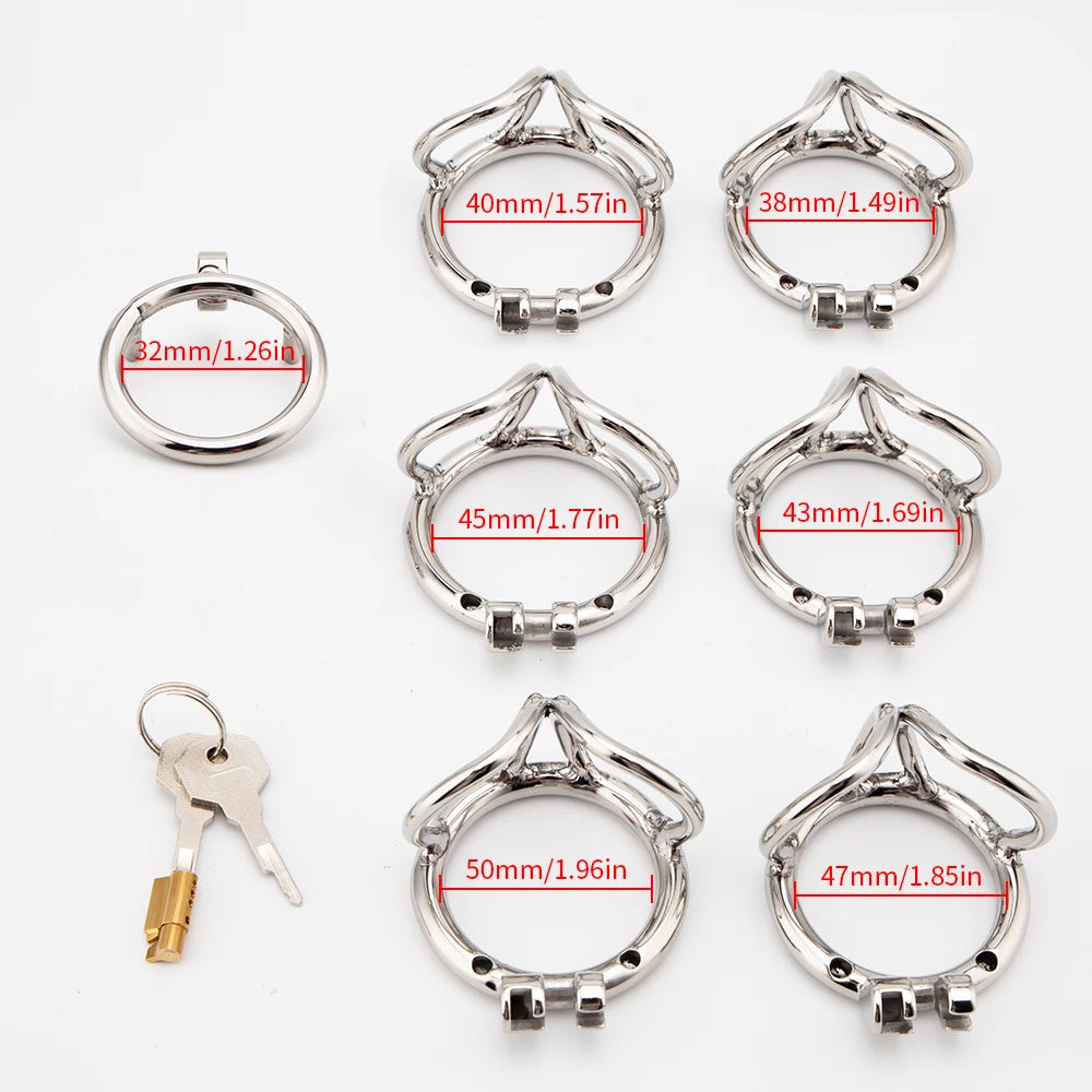 Cage de chasteté pour pénis avec boules en acier inoxydable
