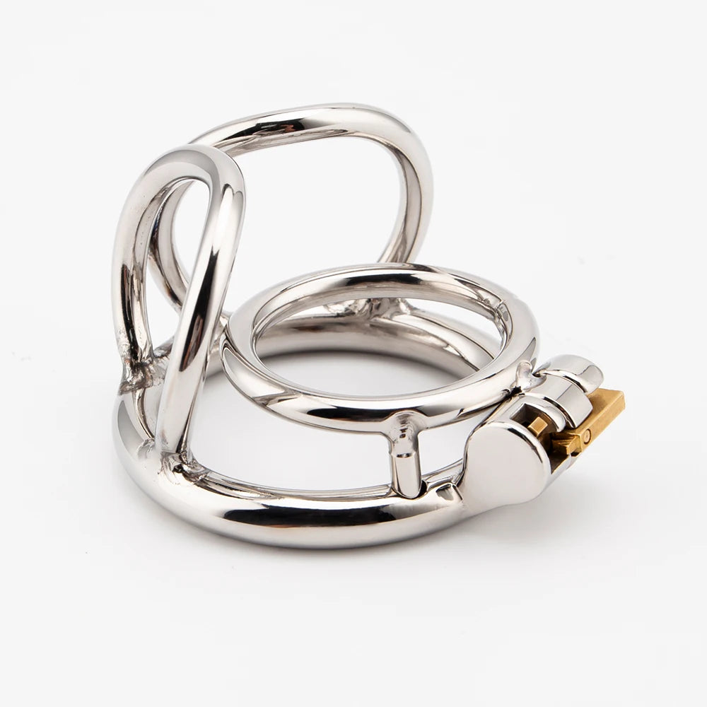 Cage de chasteté pour pénis avec boules en acier inoxydable
