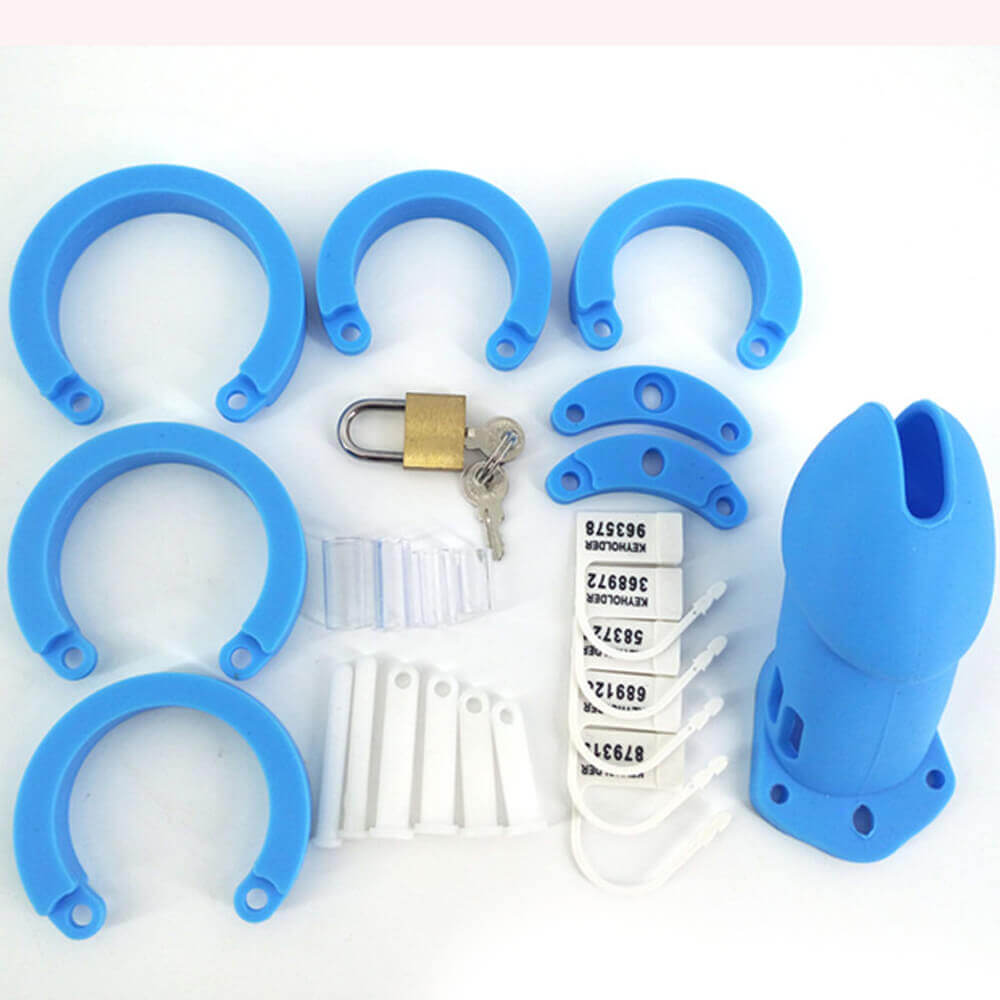 Cage de chasteté en silicone CB6000 Bleu