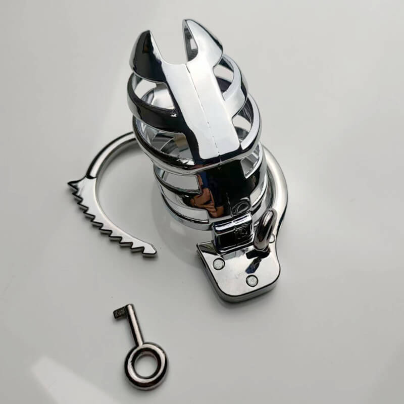 Verstellbarer Keuschheitskäfig aus Metall für Männer mit Handschellen-Design