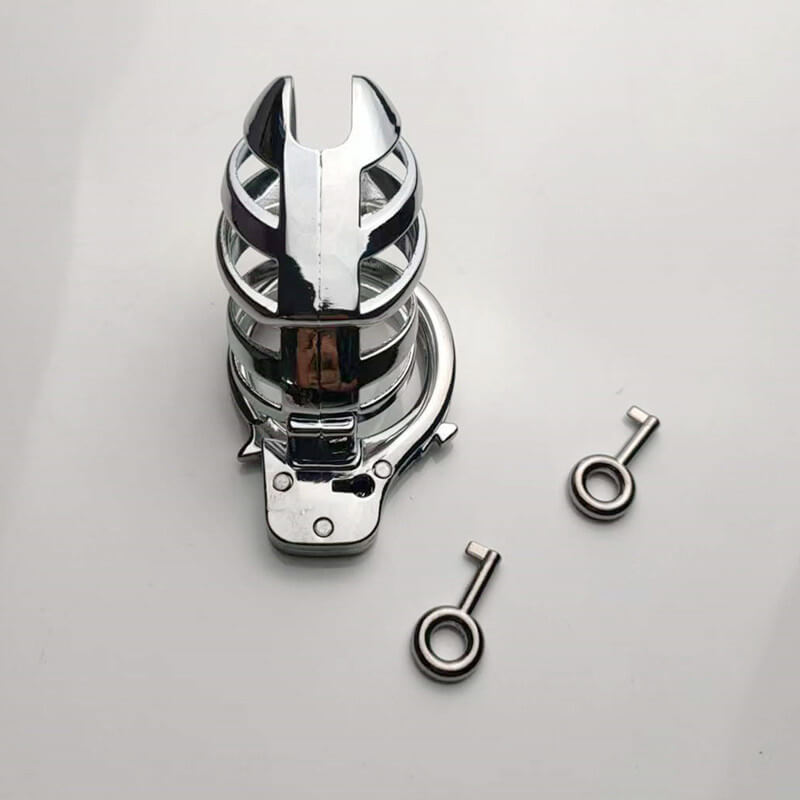 Verstellbarer Keuschheitskäfig aus Metall für Männer mit Handschellen-Design