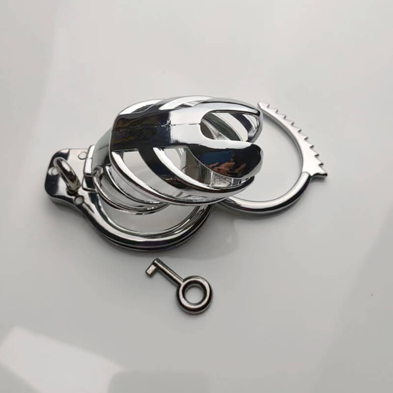 Verstellbarer Keuschheitskäfig aus Metall für Männer mit Handschellen-Design