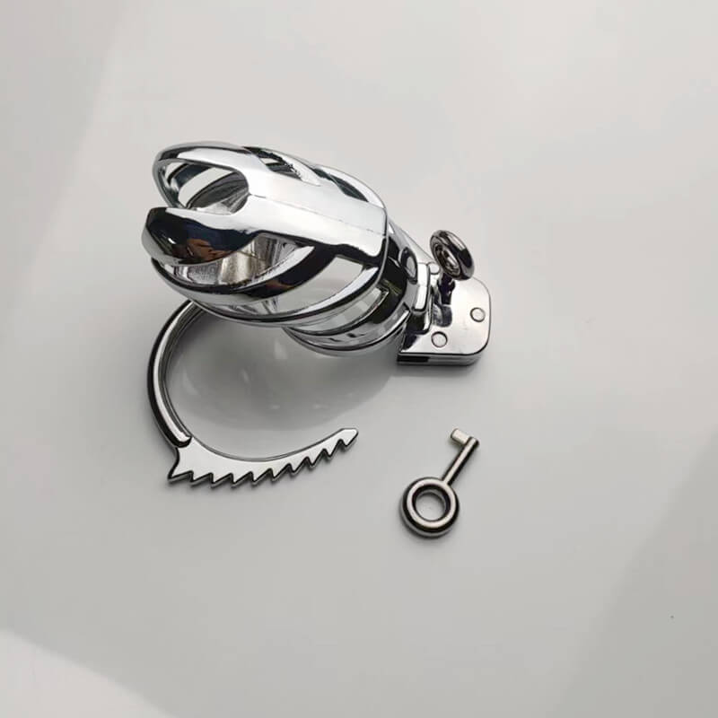 Verstellbarer Keuschheitskäfig aus Metall für Männer mit Handschellen-Design