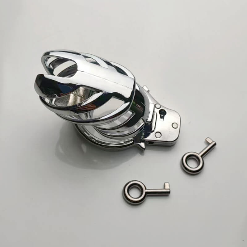 Verstellbarer Keuschheitskäfig aus Metall für Männer mit Handschellen-Design