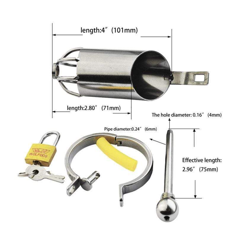 Cage de chasteté en métal de 4 pouces de long